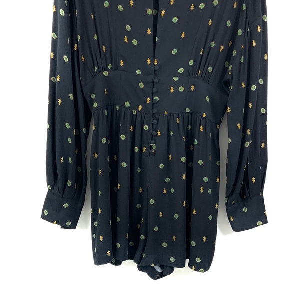 FREE PEOPLE Long Sleeve Romper Love Grows Shorts Romper Loose Fit Flowy K13 - Picture 6 of 10